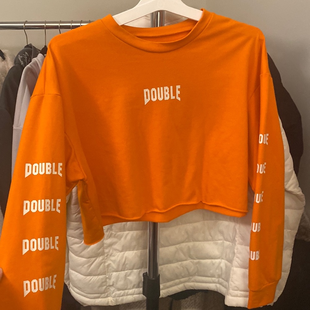 Orange “double” cropped sweater